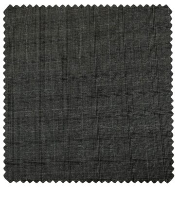 Cadini Men's Wool Checks Super 90's Unstitched Suiting Fabric (Dark Grey)