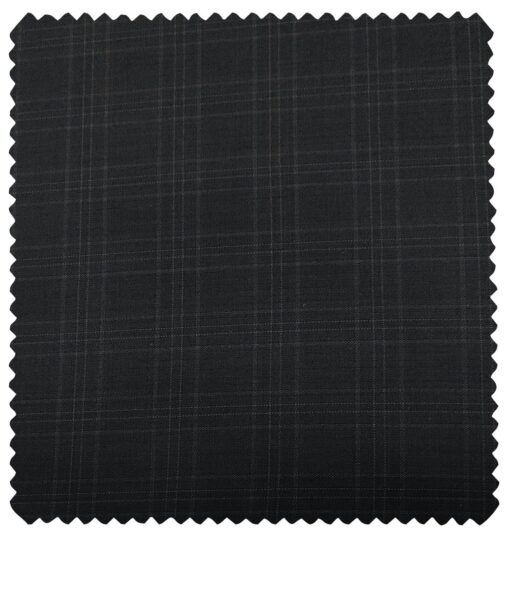 Cadini Men's Wool Checks Super 90's Unstitched Suiting Fabric (Dark Navy Blue)