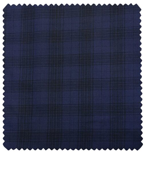 Cadini Men's Wool Checks Super 90's Unstitched Suiting Fabric (Dark Royal Blue)