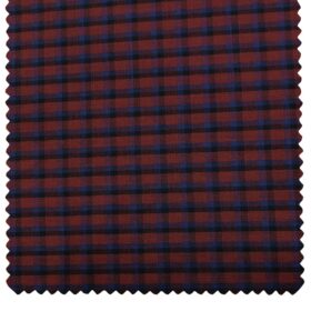 Cadini Men's Wool Checks Super 90's Unstitched Suiting Fabric (Red & Blue)