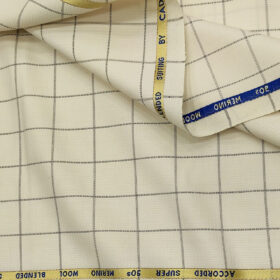 Cadini Men's Wool Structured Super 90's Unstitched Suiting Fabric (Cream & Black)