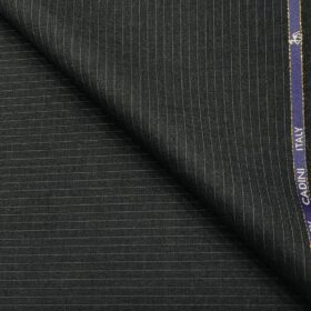 Cadini Men's Wool Striped Super 90's Unstitched Suiting Fabric (Dark Grey)