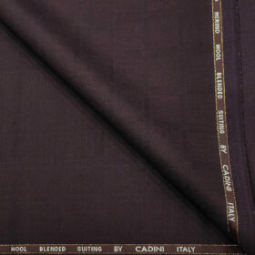 Cadini Men's Wool Checks Super 90's Unstitched Suiting Fabric (Dark Wine)