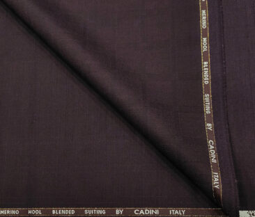 Cadini Men's Wool Checks Super 90's Unstitched Suiting Fabric (Dark Wine)