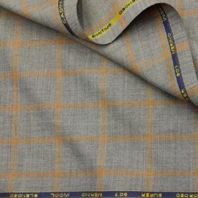 Cadini Men's Wool Checks Super 90's Unstitched Suiting Fabric (Light Grey)
