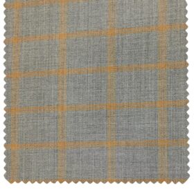Cadini Men's Wool Checks Super 90's Unstitched Suiting Fabric (Light Grey)