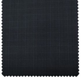 Cadini Men's Wool Checks Super 100's Unstitched Suiting Fabric (Dark Blue)