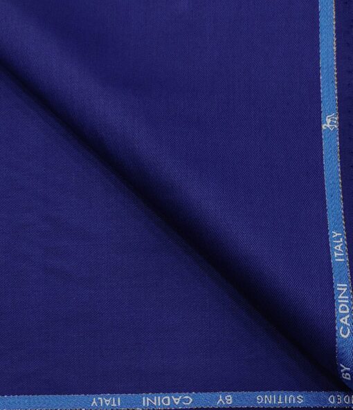 Cadini Men's Wool Solids Super 100's Unstitched Suiting Fabric (Bright Royal Blue)
