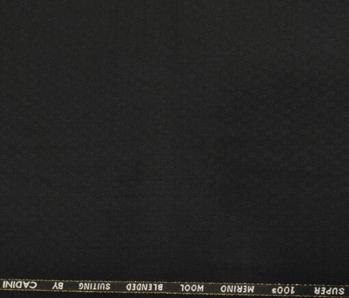 Cadini Men's Wool Jacquard Super 100's Unstitched Suiting Fabric (Black)