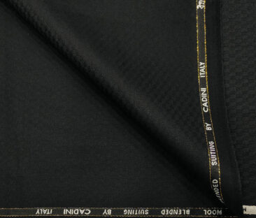 Cadini Men's Wool Jacquard Super 100's Unstitched Suiting Fabric (Black)