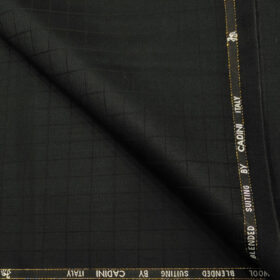 Cadini Men's Wool Checks Super 100's Unstitched Suiting Fabric (Black)