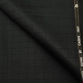 Cadini Men's Wool Checks Super 100's Unstitched Suiting Fabric (Black)
