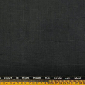 Cadini Men's Wool Checks Super 100's Unstitched Suiting Fabric (Dark Grey)