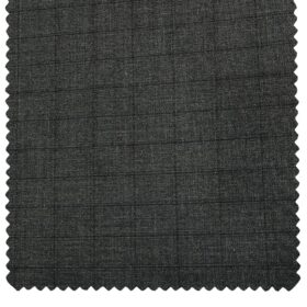 Cadini Men's Wool Checks Super 100's Unstitched Suiting Fabric (Dark Worsted Grey)
