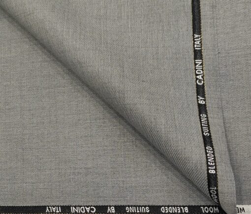 Cadini Men's Wool Structured Super 100's Unstitched Suiting Fabric (Light Grey)