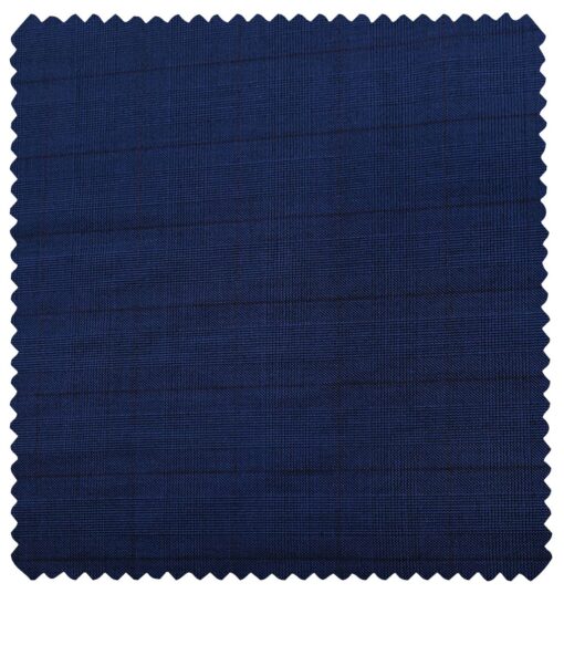 Cadini Men's Wool Checks Super 100's Unstitched Suiting Fabric (Royal Blue)