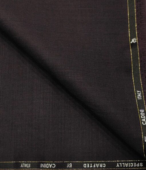 Cadini Men's Wool Structured Super 120's Unstitched Suiting Fabric (Dark Wine)