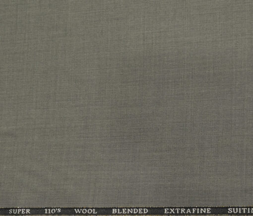 Cadini Men's Wool Solids Super 110's Unstitched Suiting Fabric (Worsted Grey)