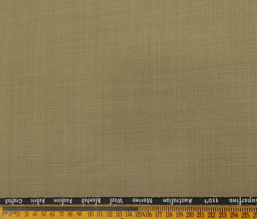 Cadini Men's Wool Checks Super 110's Unstitched Suiting Fabric (Beige)