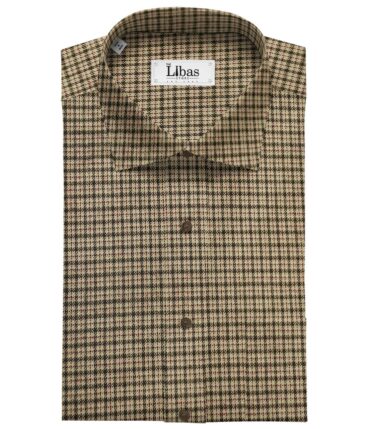 OCM Men's Wool Checks   Unstitched Shirting Fabric (Beige)