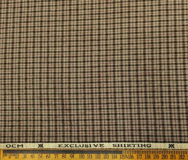 OCM Men's Wool Checks   Unstitched Shirting Fabric (Beige)