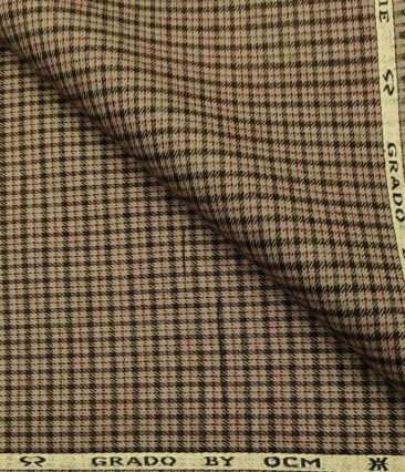 OCM Men's Wool Checks   Unstitched Shirting Fabric (Beige)