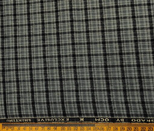 OCM Men's Wool Checks   Unstitched Shirting Fabric (Grey)