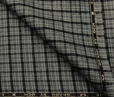 OCM Men's Wool Checks   Unstitched Shirting Fabric (Grey)