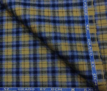 OCM Men's Wool Checks   Unstitched Shirting Fabric (Light Brown)