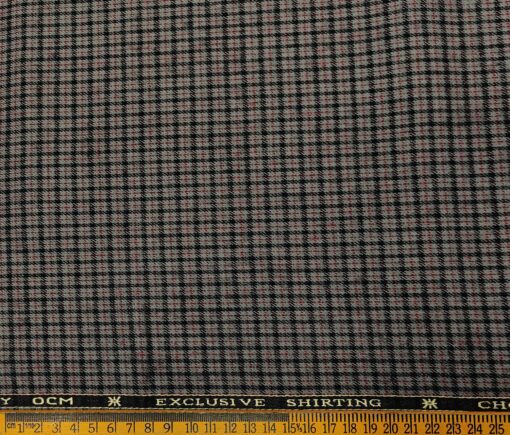 OCM Men's Wool Checks   Unstitched Shirting Fabric (Light Grey)