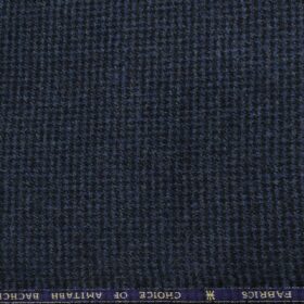 OCM Men's Wool Houndstooth Thick Reversible Unstitched Tweed Jacketing & Blazer Fabric (Dark Blue)