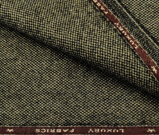 OCM Men's Wool Structured Very Thick  Unstitched Tweed Jacketing & Blazer Fabric (Greenish Brown)
