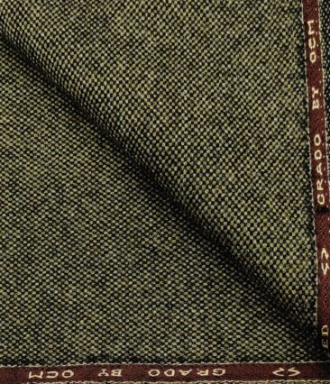 OCM Men's Wool Structured Very Thick  Unstitched Tweed Jacketing & Blazer Fabric (Greenish Brown)