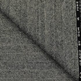 OCM Men's Wool Herringbone Thick  Unstitched Tweed Jacketing & Blazer Fabric (Light Grey)