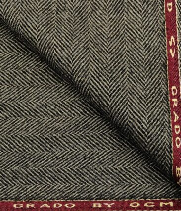 OCM Men's Wool Herringbone Very Thick Unstitched Tweed Jacketing & Blazer Fabric (Light Brown)