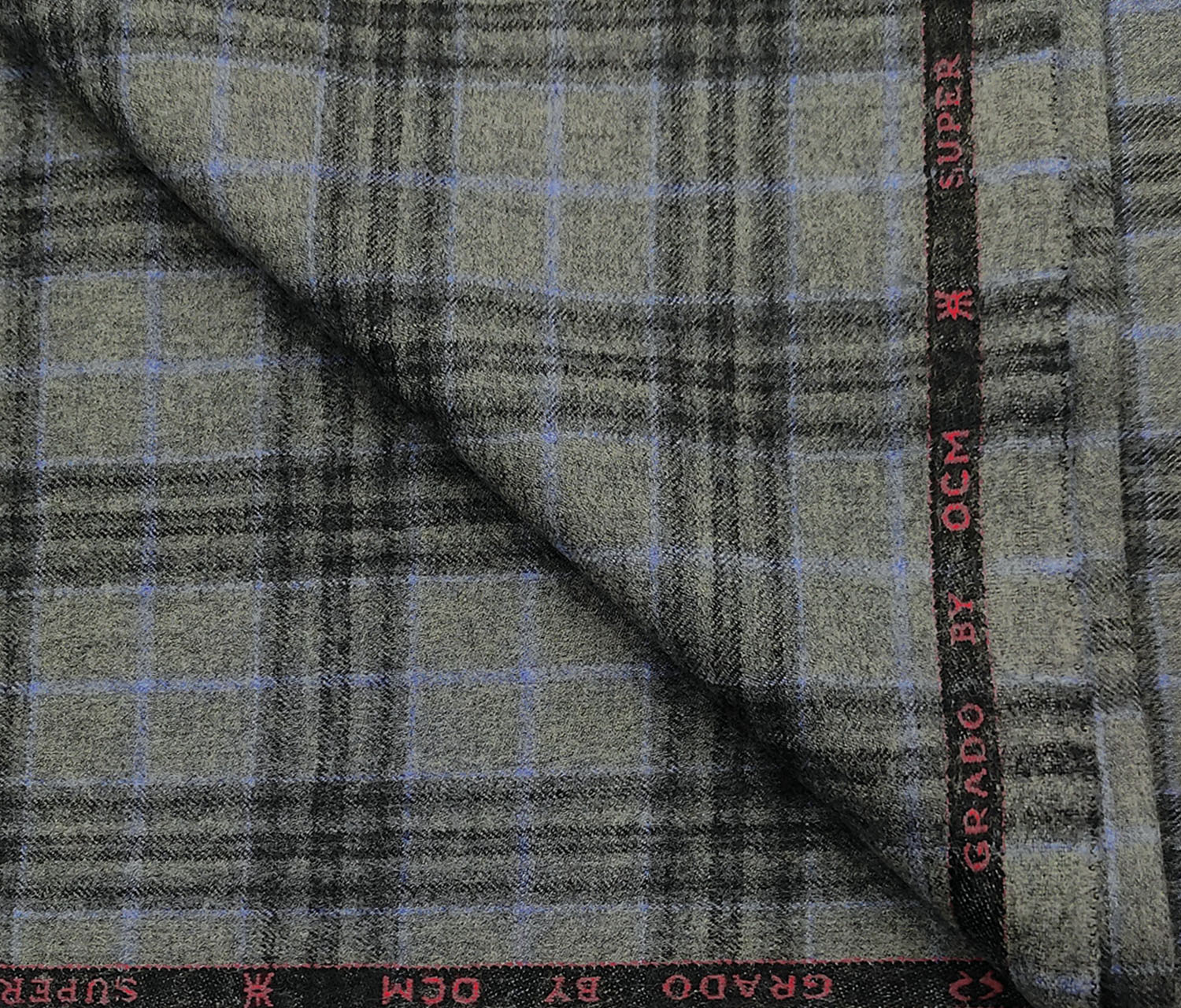 OCM Men's Wool Checks Super 100's Unstitched Tweed Jacketing & Blazer Fabric (Light Grey)