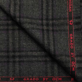 OCM Men's Wool Checks Very Fine  Unstitched Tweed Jacketing & Blazer Fabric (Dark Grey)