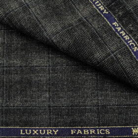 OCM Men's Wool Checks Very Fine Unstitched Tweed Jacketing & Blazer Fabric (Dark Grey)