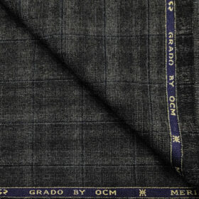 OCM Men's Wool Checks Very Fine Unstitched Tweed Jacketing & Blazer Fabric (Dark Grey)