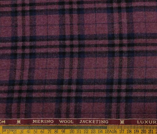 OCM Men's Wool Checks Very Fine  Unstitched Tweed Jacketing & Blazer Fabric (Grape Purple)