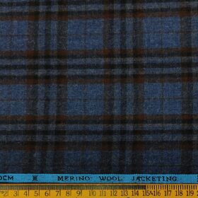 OCM Men's Wool Checks Very Fine  Unstitched Tweed Jacketing & Blazer Fabric (Royal Blue)