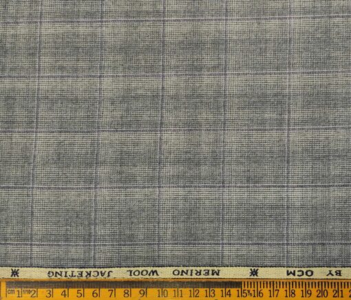 OCM Men's Wool Checks Very Fine Unstitched Tweed Jacketing & Blazer Fabric (Light Grey)