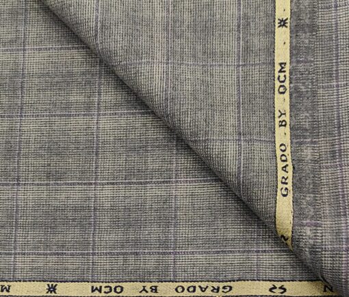 OCM Men's Wool Checks Very Fine Unstitched Tweed Jacketing & Blazer Fabric (Light Grey)