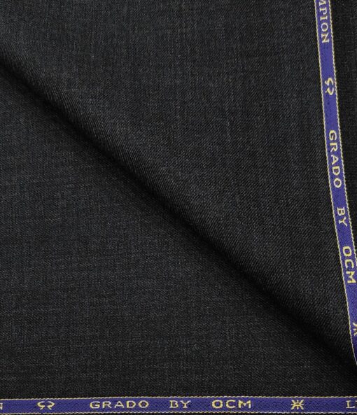 OCM Men's Wool Solids   Unstitched Suiting Fabric (Dark Blue)