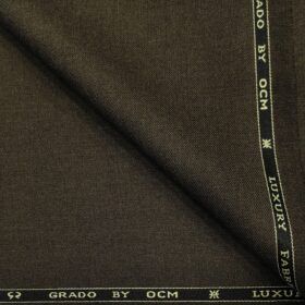 OCM Men's Wool Solids   Unstitched Suiting Fabric (Dark Brown)