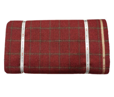 OCM Men's Wool Checks Thick & Soft 2 Meter Unstitched Tweed Jacketing & Blazer Fabric (Red)
