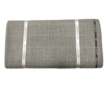 OCM Men's Wool Checks Medium & Soft 2 Meter Unstitched Tweed Jacketing & Blazer Fabric (Light Grey)