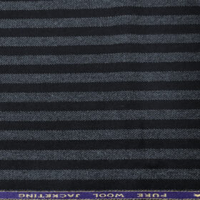 OCM Men's Wool Striped Medium & Soft 2 Meter Unstitched Tweed Jacketing & Blazer Fabric (Dark Navy Blue)