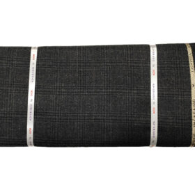 OCM Men's Wool Checks Medium & Soft 2 Meter Unstitched Tweed Jacketing & Blazer Fabric (Blackish Grey)