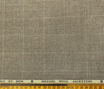 OCM Men's Wool Checks Very Fine & Soft 2 Meter Unstitched Tweed Jacketing & Blazer Fabric (Medium Brown)